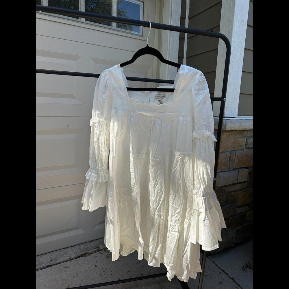 Moon River Womens White Long-Sleeve Ruffle Mini Dress S/M - Picture 2 of 7